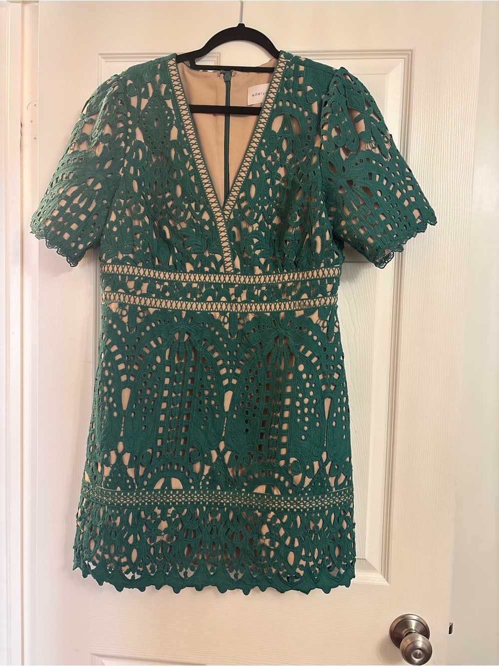 Adelyn Rae Crochet Lace V-Neck Mini Dress